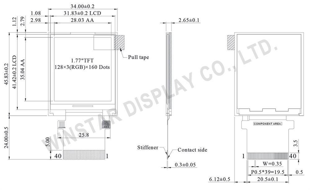 1.77 inch 128x160 TFT ST7735 IC Display